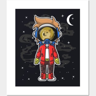 Hiphop Astronaut Dogecoin DOGE Coin To The Moon Crypto Token Cryptocurrency Wallet Birthday Gift For Men Women Kids Posters and Art